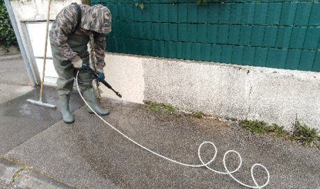 Nettoyage de muret extérieur de maison à Dijon
